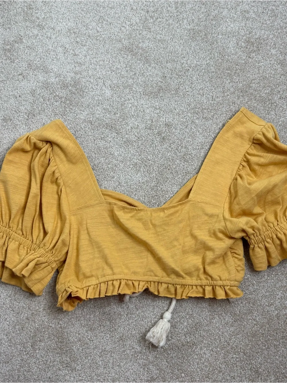 Free People beach Mustard Yellow Ruched Crop Top medium